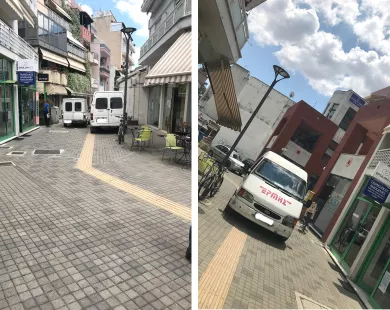 Οχήματα μπλοκάρουν  τον πεζόδρομο Παπαδήμα