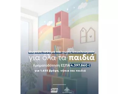 Περιφέρεια Ανατολικής Μακεδονίας και Θράκης: 4,4 εκ. ευρώ, για δωρεάν, ισότιμη και χωρίς αποκλεισμούς πρόσβαση σε βρεφικούς, παιδικούς σταθμούς και ΚΔΑΠ