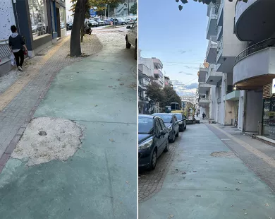 «Αποχαιρέτησε» η κολόνα που βρισκόταν στον υπό κατασκευή ποδηλατόδρομο της Στ. Κυριακίδη