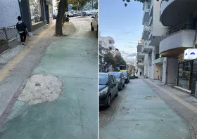 «Αποχαιρέτησε» η κολόνα που βρισκόταν στον υπό κατασκευή ποδηλατόδρομο της Στ. Κυριακίδη